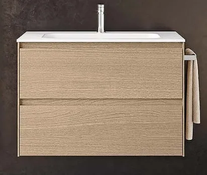 Тумба с раковиной Berloni Bagno Way Block 80 см подвесная, rovere natura, WAK0002 1428/101