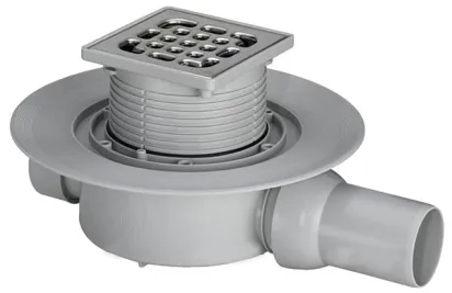 Трап Viega Advantix 583217, 100 x 100 мм, с сухим затвором, рамка пластик, с решеткой из нержавеющей стали