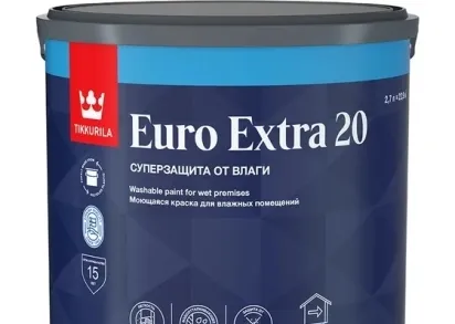 Краска для влажных помещений Тиккурила (Tikkurila) EURO EXTRA 20 C п/мат 2,7л