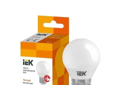 Лампа светодиодная IEK E27 7W 3000K матовая LLE-G45-7-230-30-E27