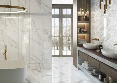 Плитка FME002R Плинтус Прадо белый обрезной 20x40