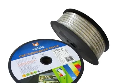 Светодиодная влагозащищенная лента Volpe 6W/m 60LED/m 2835SMD холодный белый 25M ULS-Q325 2835-60LED/m-10mm-IP67-220V-6W/m-25M-DW UL-00000863