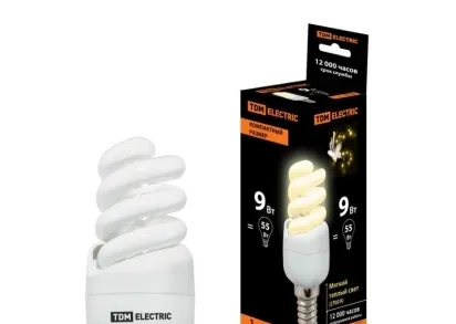 Лампа энергосберегающая TDM Electric Е14 9W 2700K матовая SQ0323-0170