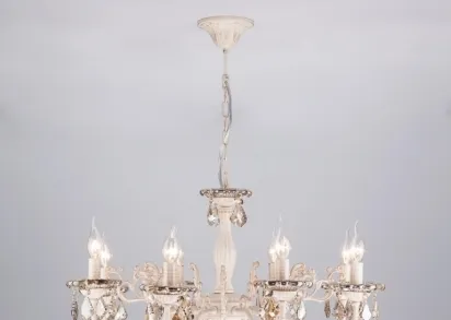 Подвесная люстра Eurosvet 3281/8 белый с золотом/тонированный хрусталь Strotskis