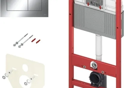 Инсталляция для унитаза TECE Base 9400412 с кнопкой смыва TECEnow, хром глянцевый